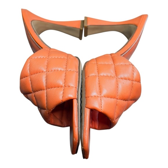 Vince Camuto Women's Orange Quilted Slide Sandals 4 Inch Heel Size 7 - Picture 3 of 10